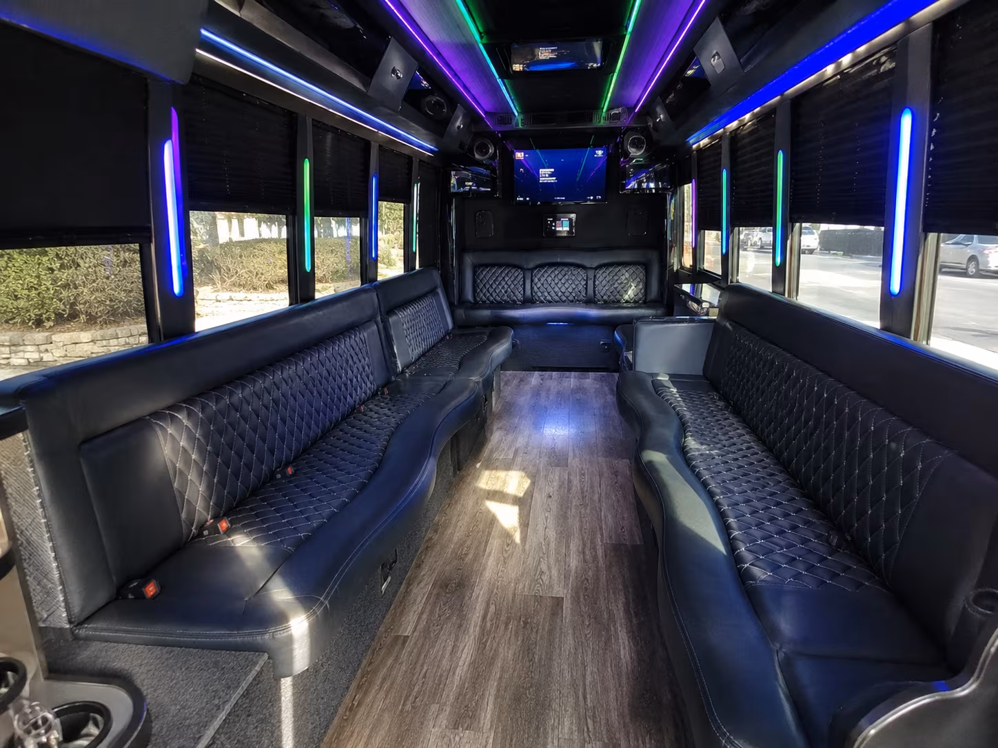 stockton 15 passenger party bus interior