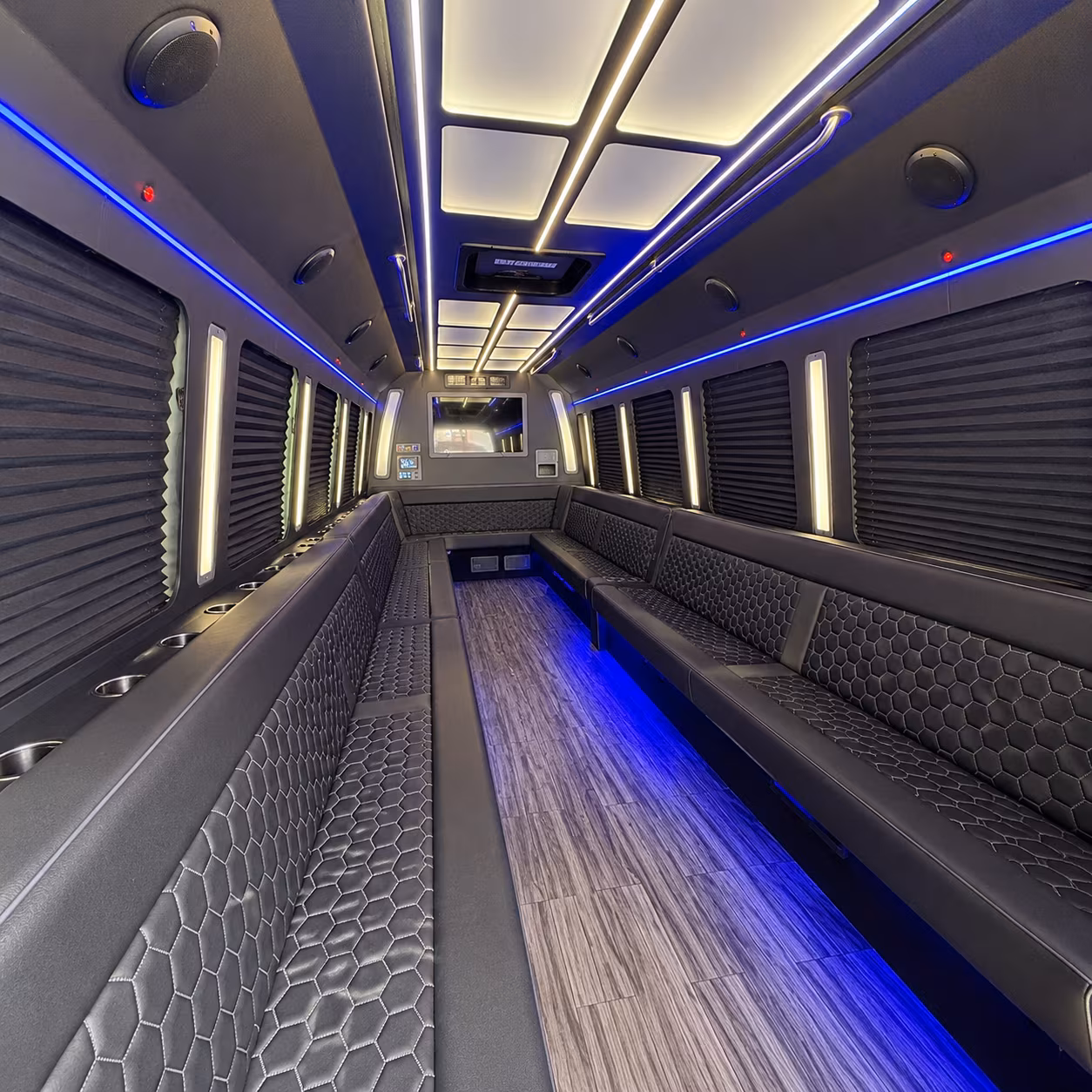 stockton 30 passenger party bus interior