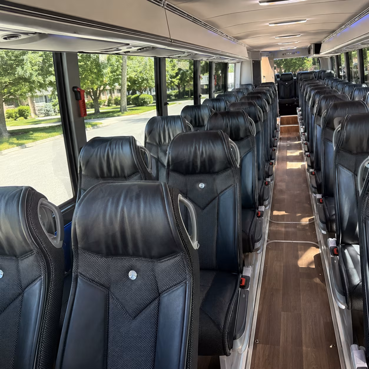 stockton 40 passenger charter bus inside
