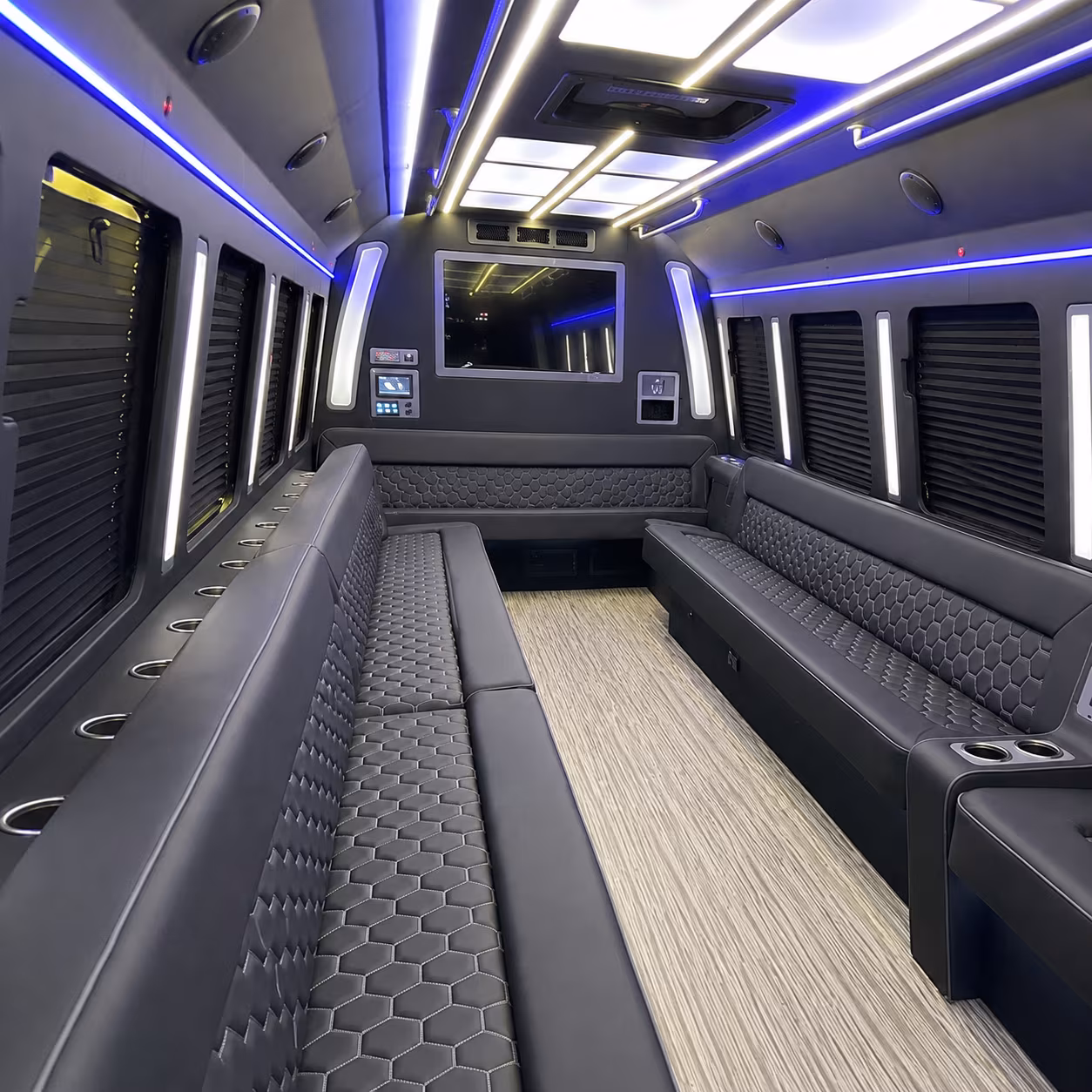 stockton 40 passenger party bus inside