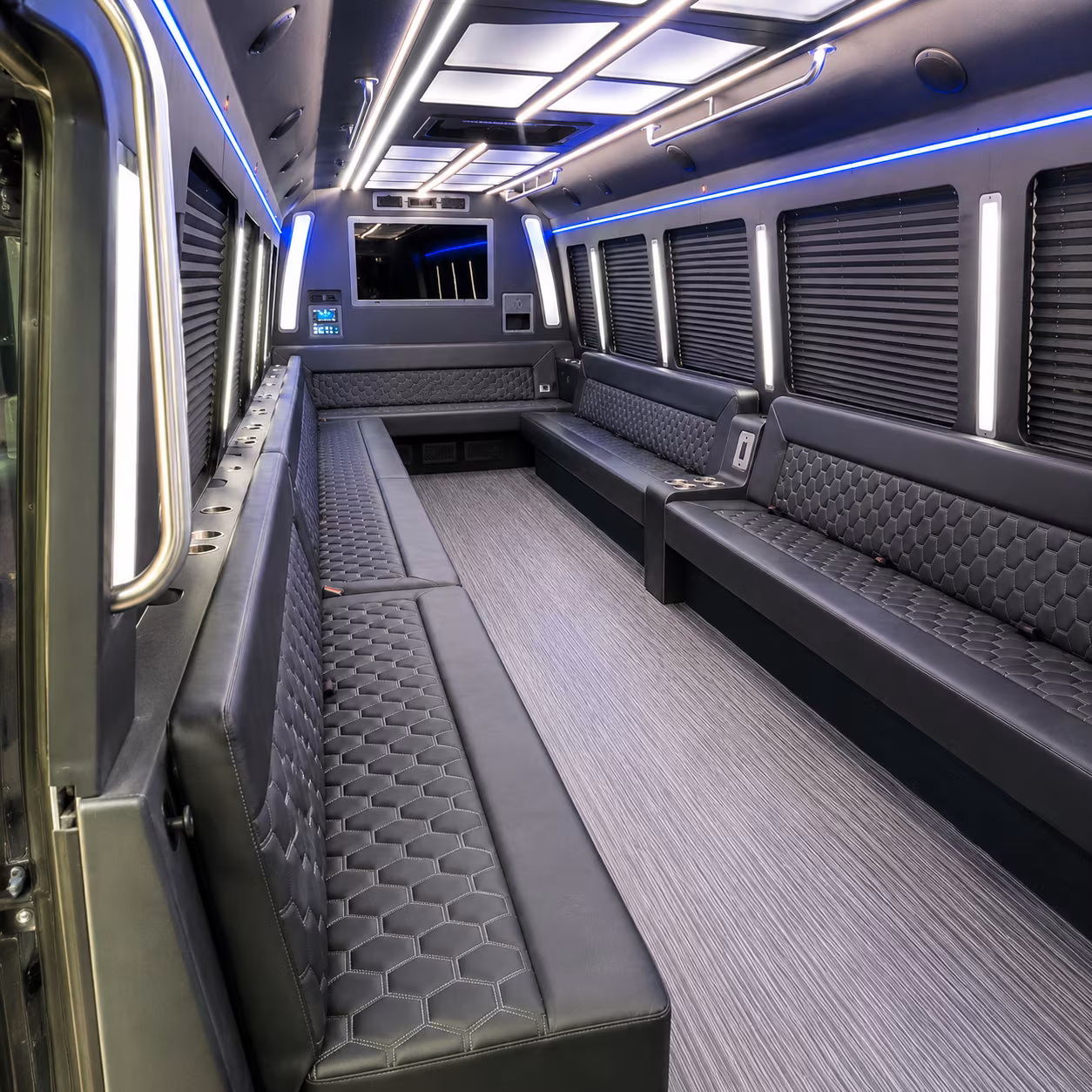 stockton 40 passenger party bus interior