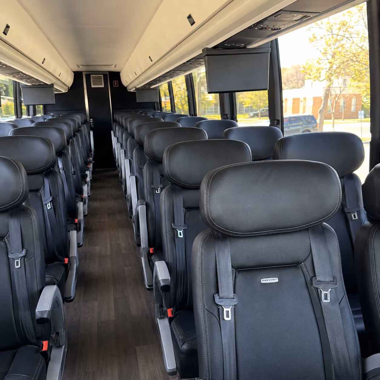 stockton 45 passenger charter bus inside