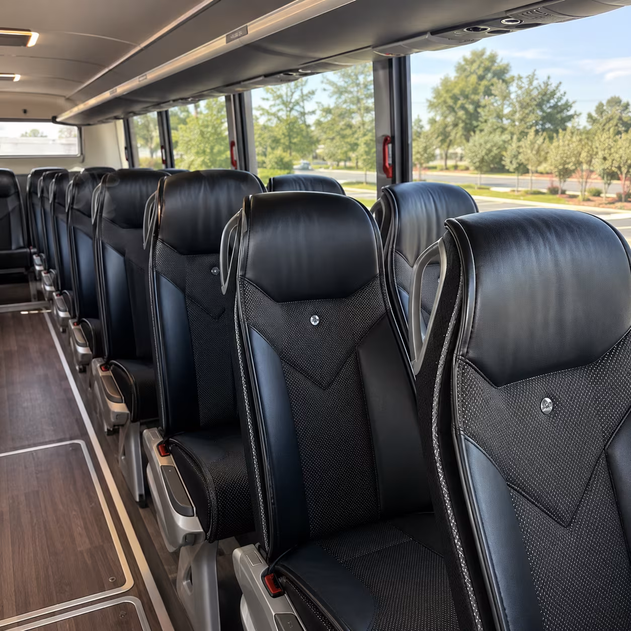 stockton 45 passenger charter bus interior