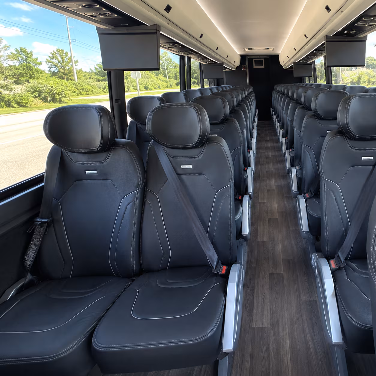 stockton 47 passenger charter bus inside